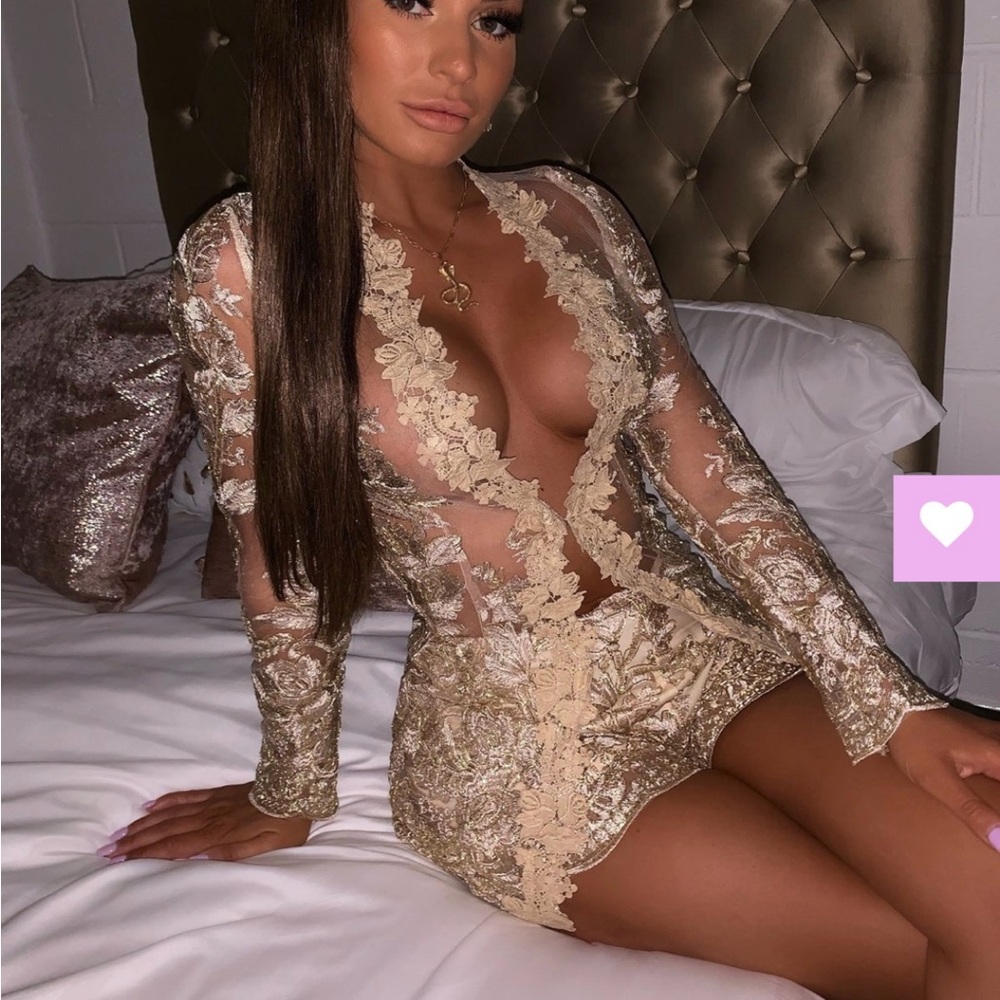 Embroidered Elegant 2 Piece Set Champagne/Gold